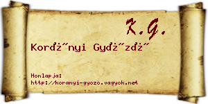 Korányi Győző névjegykártya